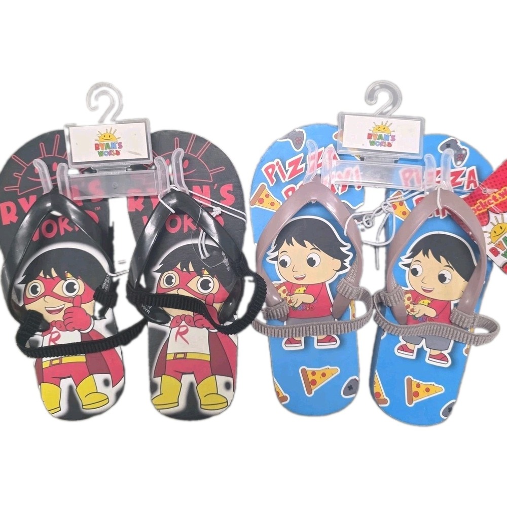 NEW Set Of 2 Ryan's World Flip-Flops Wild For Summer Size 11/12